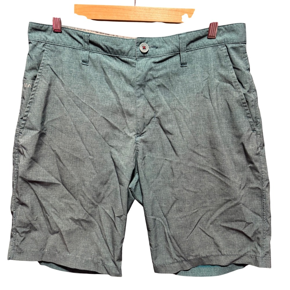 RVCA Hybrid Shorts 32 Performance Stretch  Heathered Teal‎ Green Quick Dry
